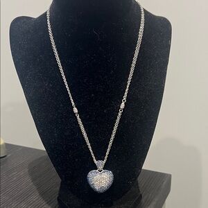 Brighton love is all you need Silver and Blue Heart Necklace NWT